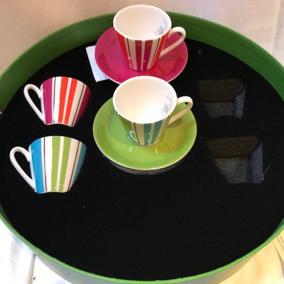 Kate Spade Collins Stripe   Demitasse Espresso Set - Picture 2 of 8